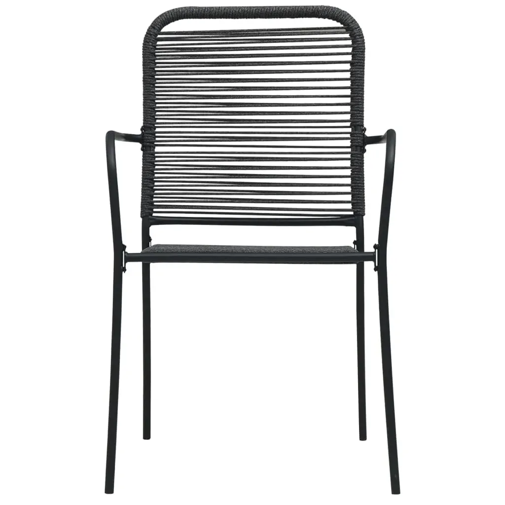 Garden Dining Set Cotton Rope and Steel Black Price