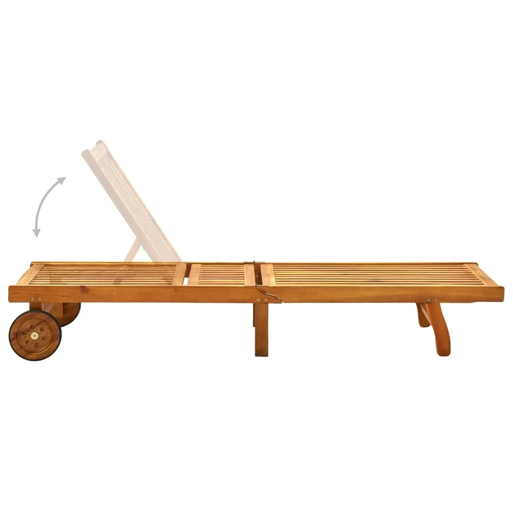 Garden Sun Lounger with Cushion Solid Acacia Wood Price
