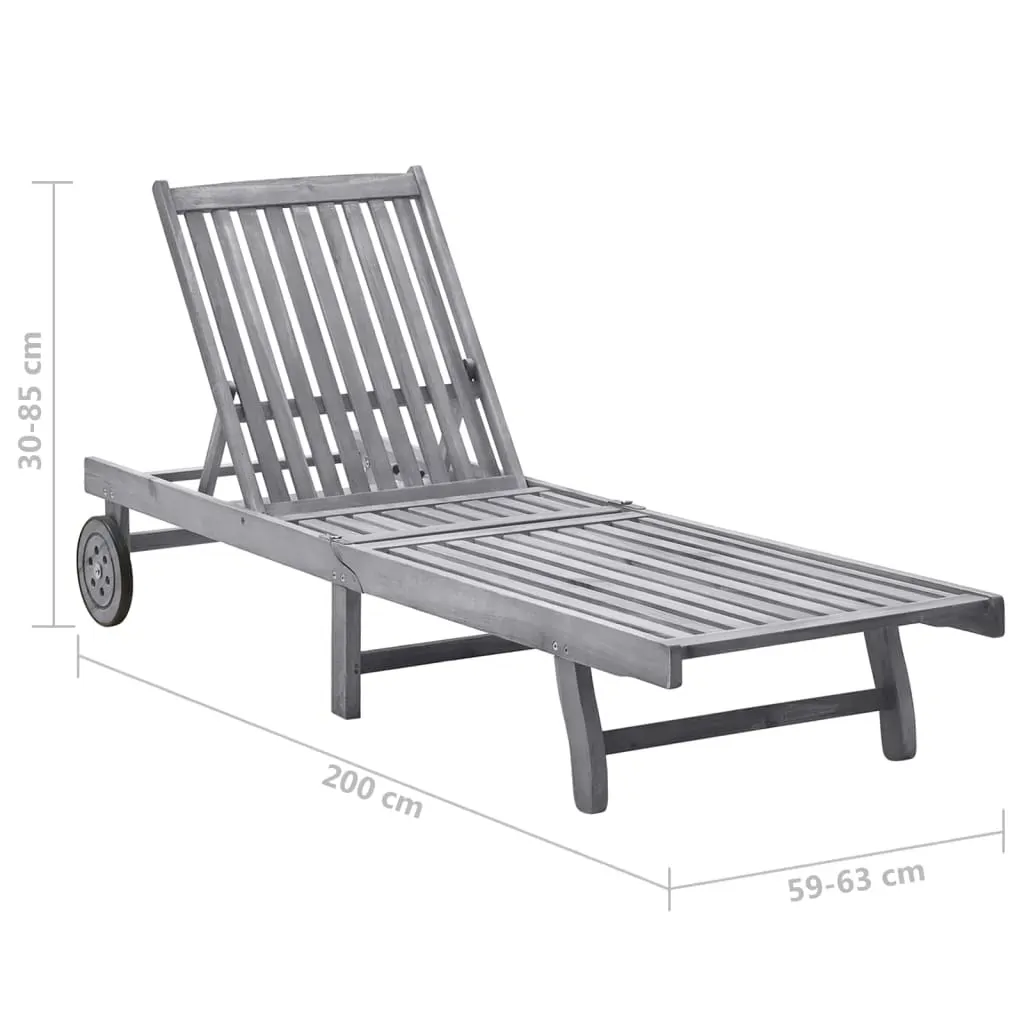 Garden Sun Lounger with Cushion Solid Acacia Wood Price