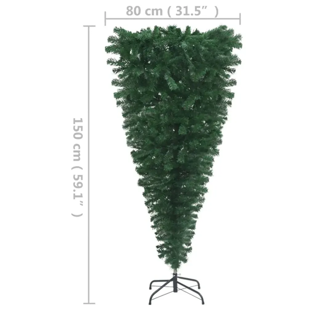 Upside-down Artificial Christmas Tree with LEDs Green Price