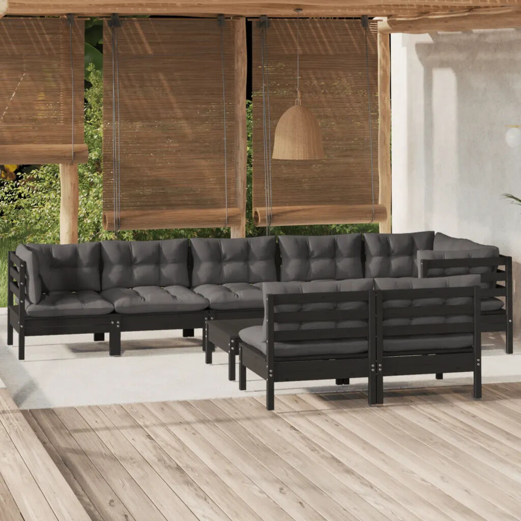 9 Piece Garden Lounge Set with Cushions Solid Pinewood Price