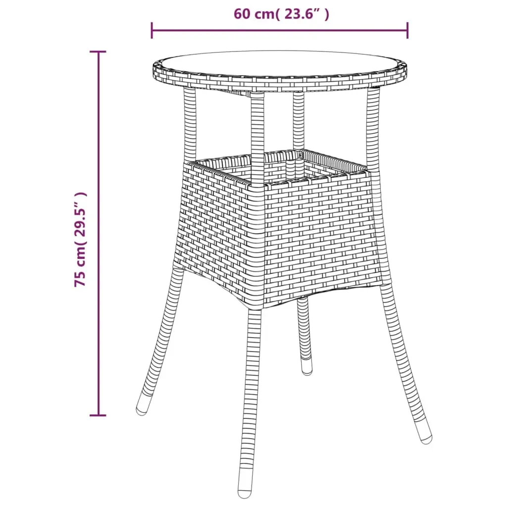 Garden Table 60x75 cm Tempered Glass and Poly Rattan Price