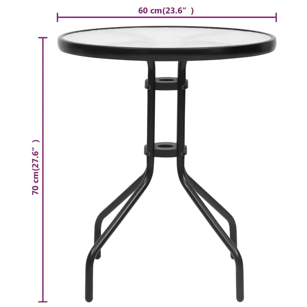Garden Table Black 60x70 cm Steel Price