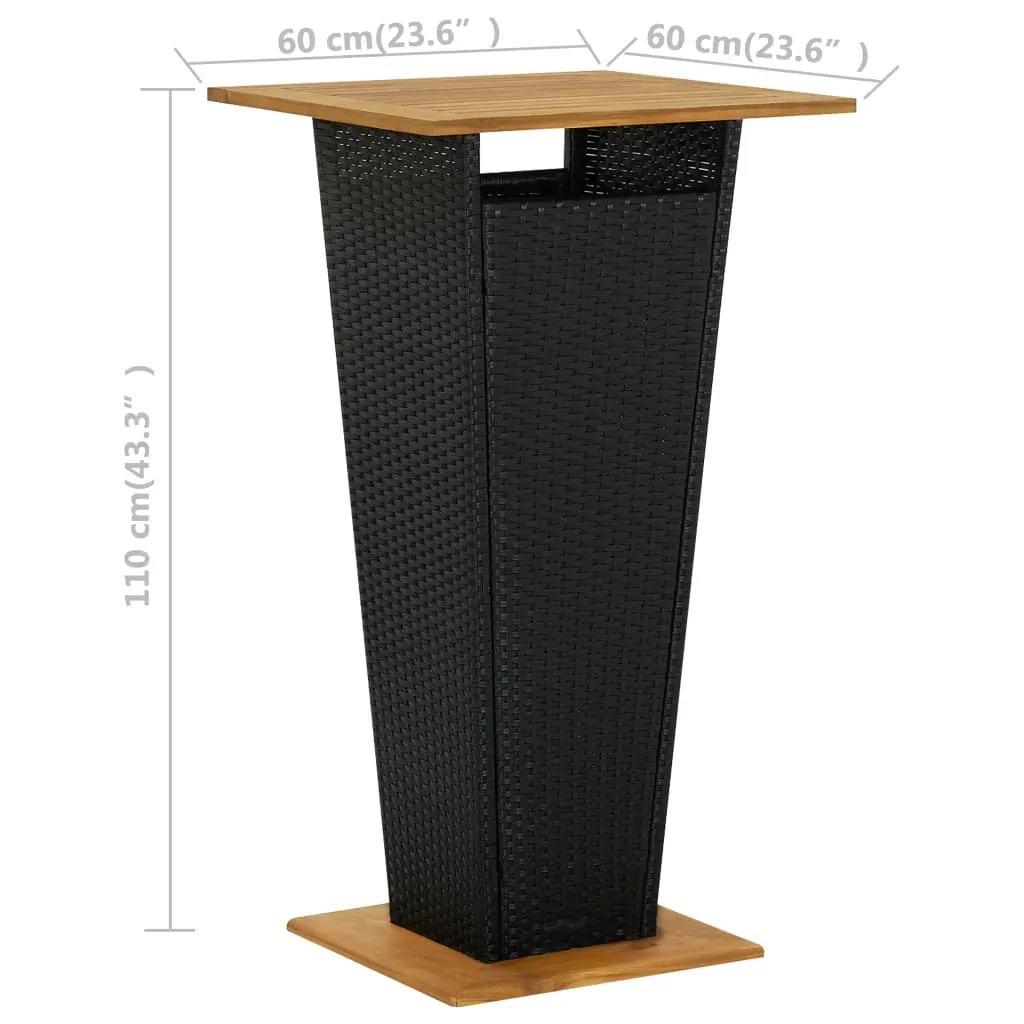 Bar Table Poly Rattan and Solid Acacia Wood Price