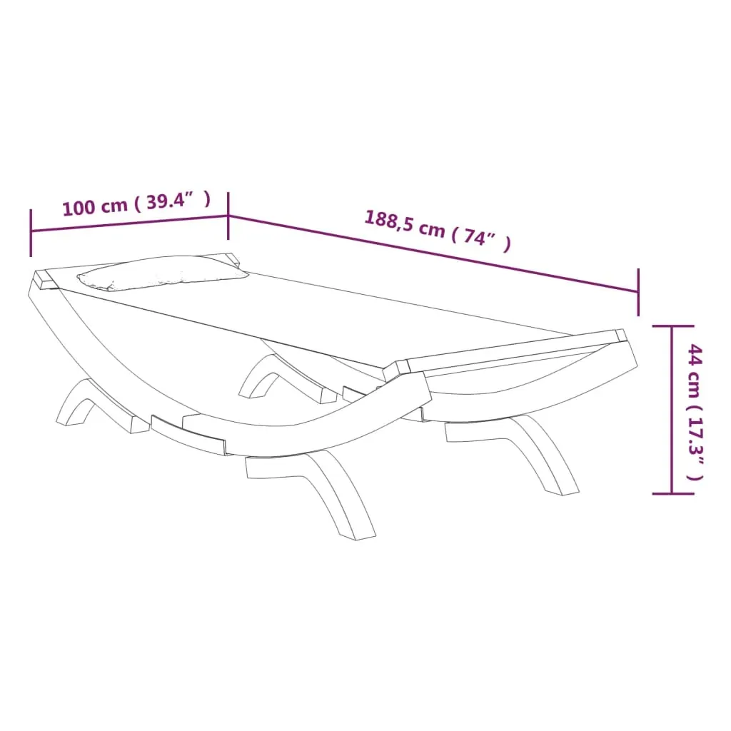 Outdoor Lounge Bed 100x188.5x44 cm Solid Bent Wood Price