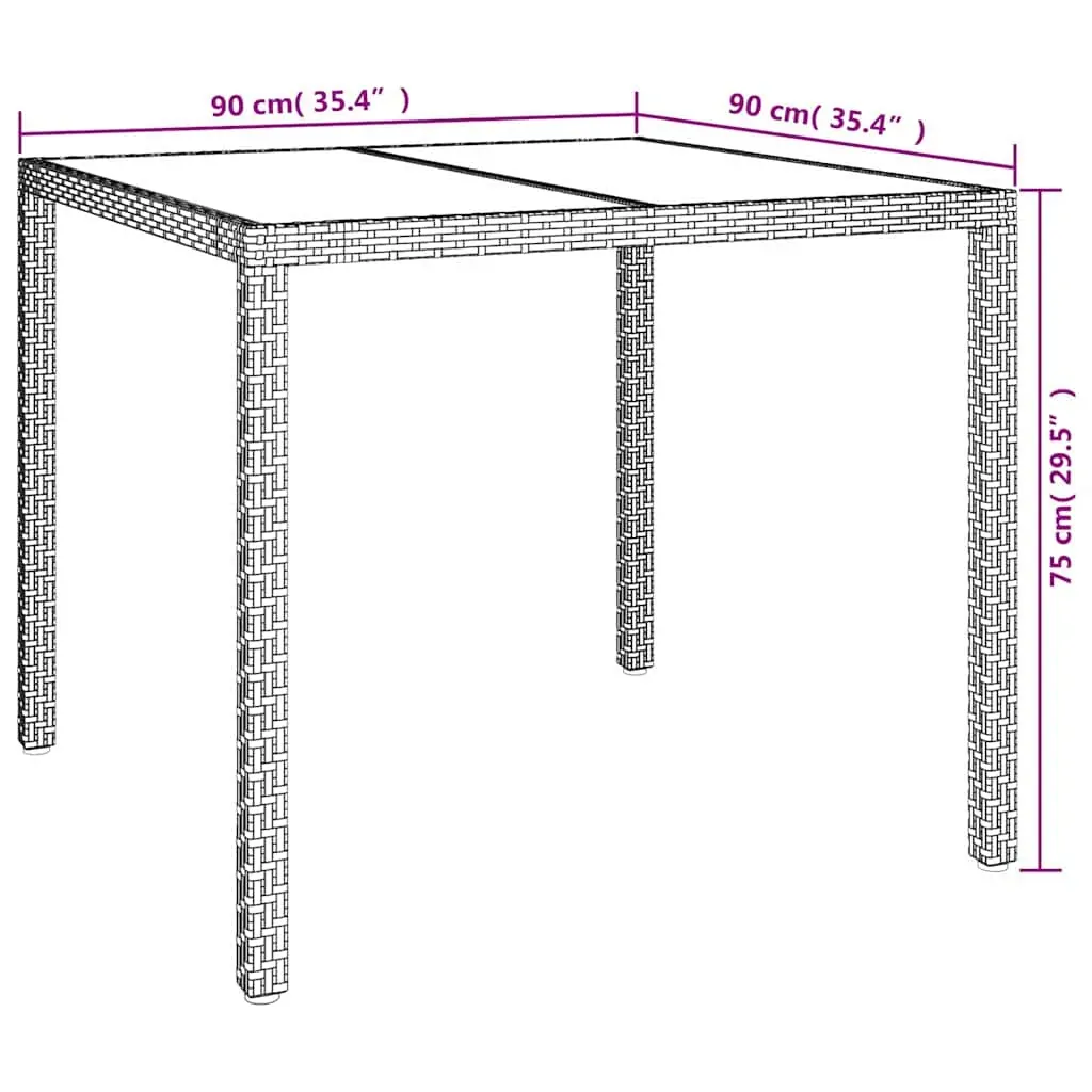 Garden Table Tempered Glass and Poly Rattan Price