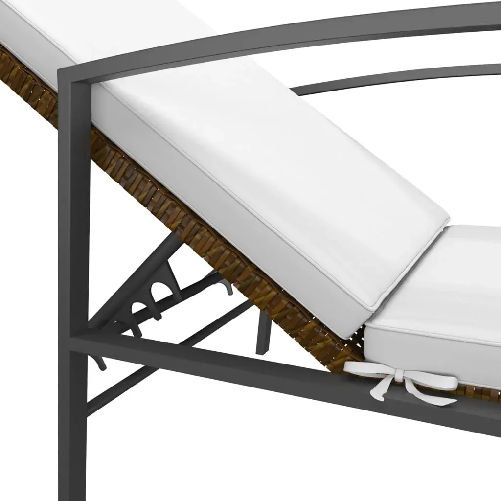 Garden Sun Lounger with Cushion Poly Rattan Price