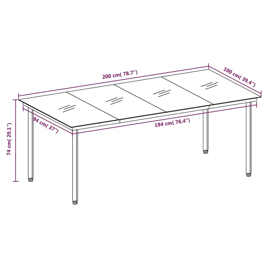 Garden Dining Table Black Steel and Glass Price