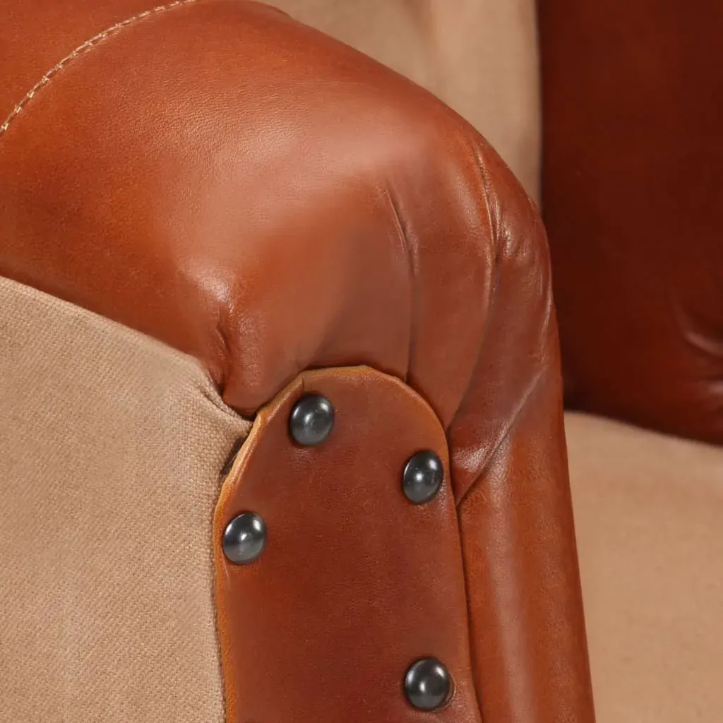 Tub Chair Real Leather and Solid Mango Wood Price