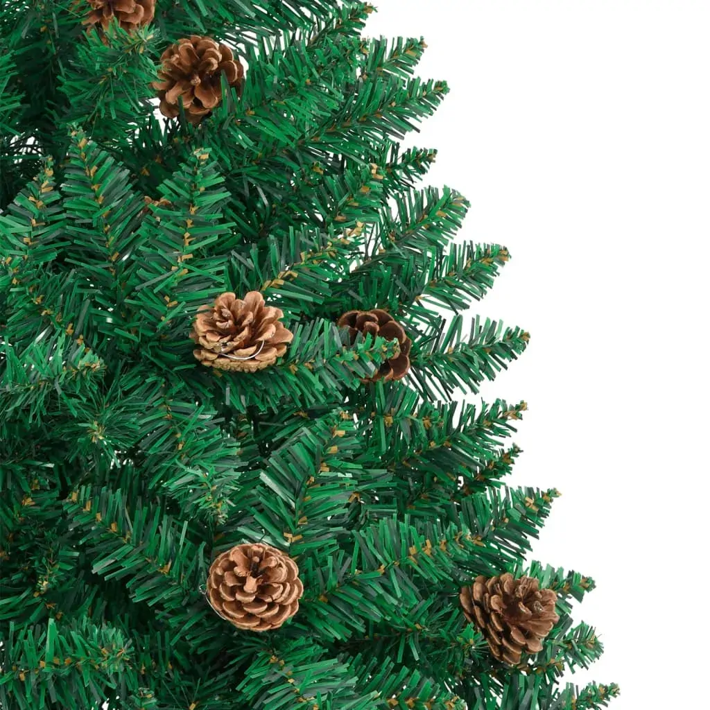Slim Christmas Tree with Real Wood and Cones Green PVC Price