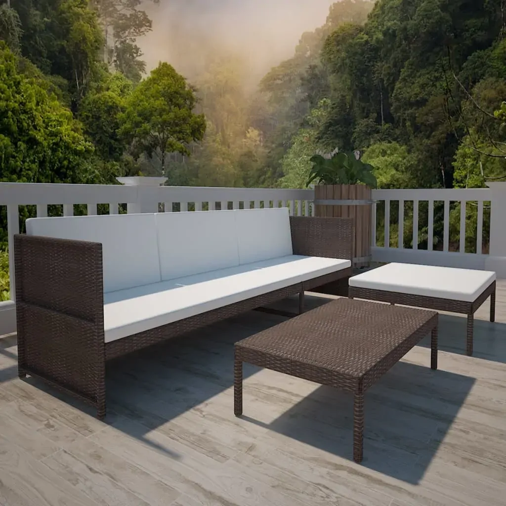 3 Piece Garden Lounge Set with Cushions Poly Rattan Price