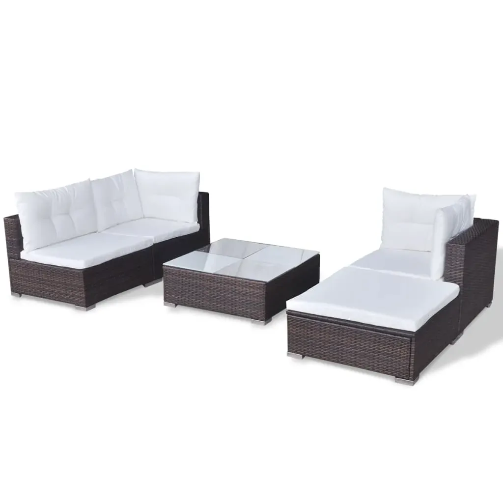 5 Piece Garden Lounge Set with Cushions Poly Rattan Price