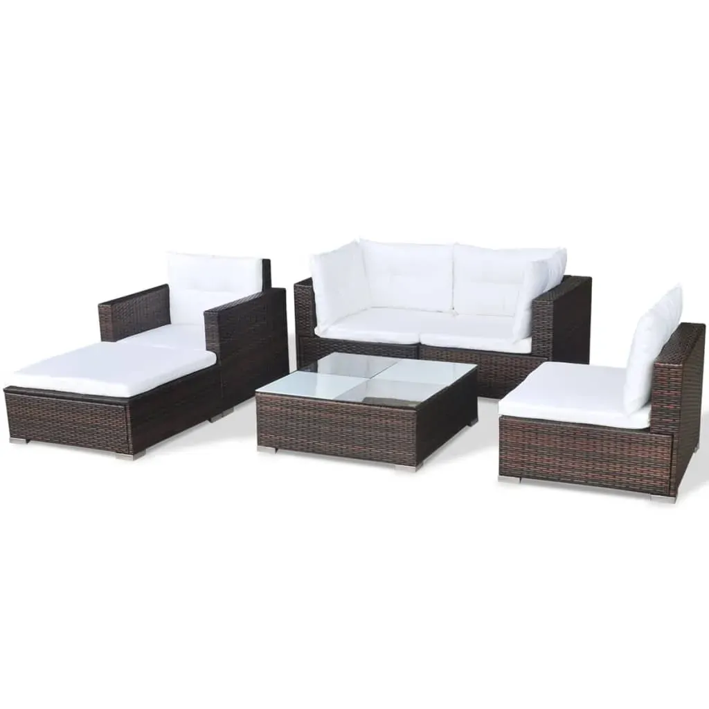 6 Piece Garden Lounge Set with Cushions Poly Rattan Price