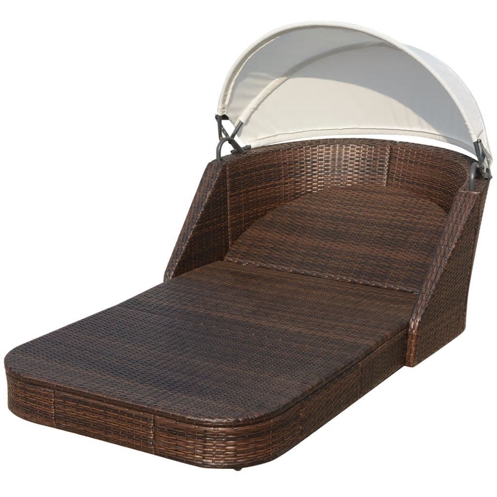 Sun Lounger with Canopy Poly Rattan Price