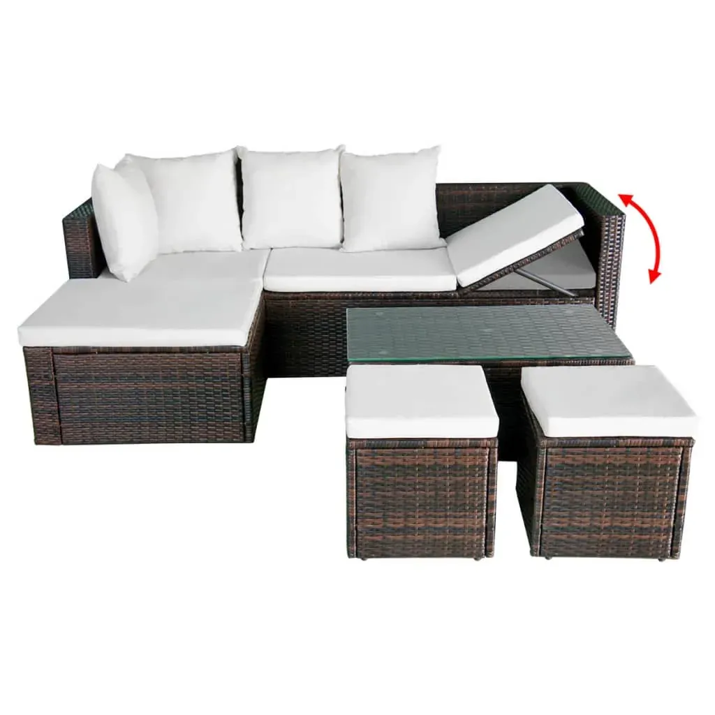 4 Piece Garden Lounge Set with Cushions Poly Rattan Price