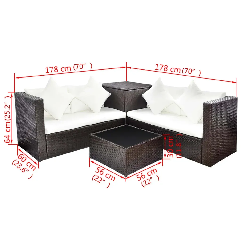 4 Piece Garden Lounge Set with Cushions Poly Rattan Price