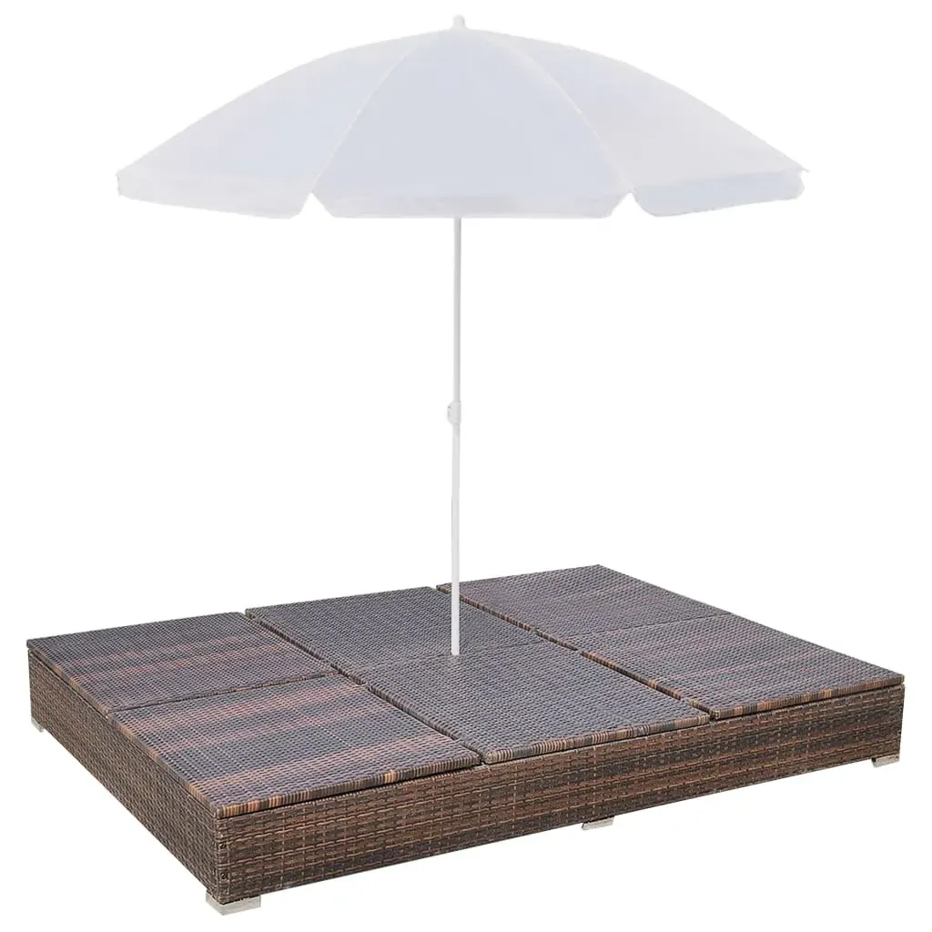 Outdoor Lounge Bed with Umbrella Poly Rattan Price