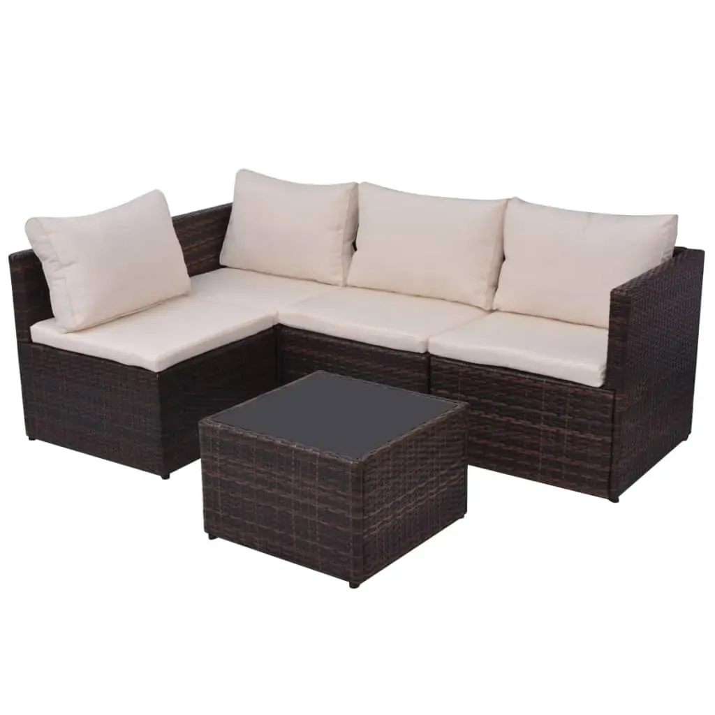 5 Piece Garden Lounge Set with Cushions Poly Rattan Price