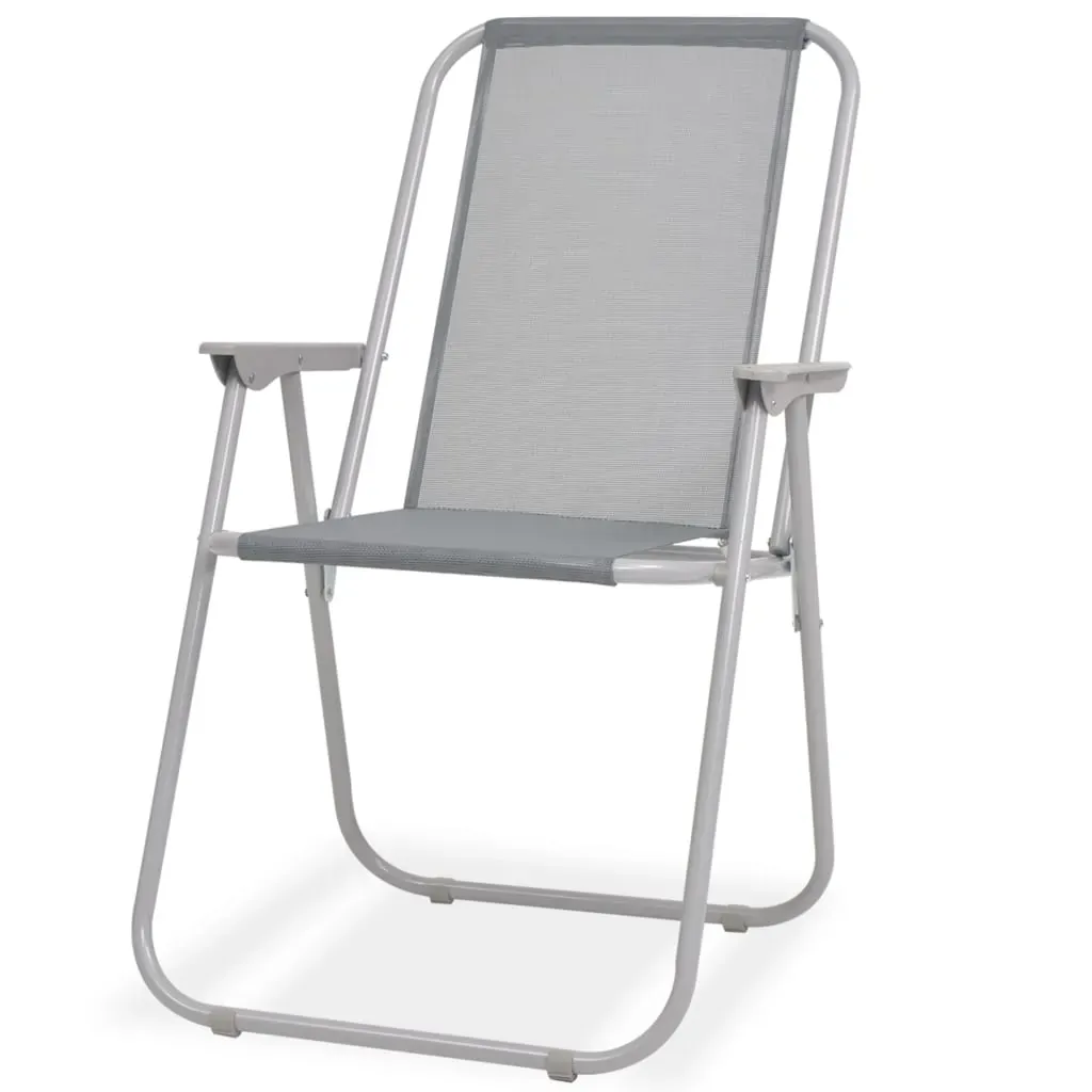 Outdoor Dining Set Steel and Textilene Grey Price