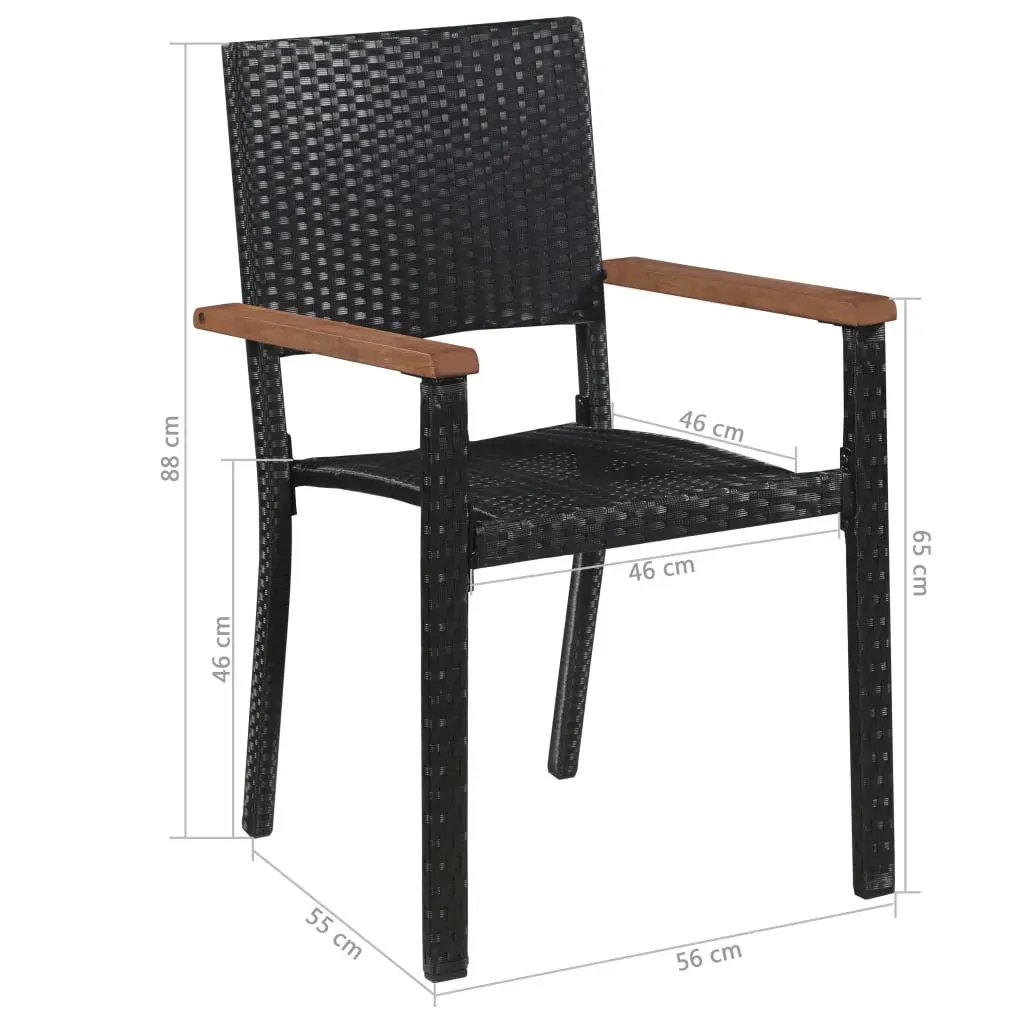 Outdoor Dining Set Poly Rattan and Acacia Wood Black Price