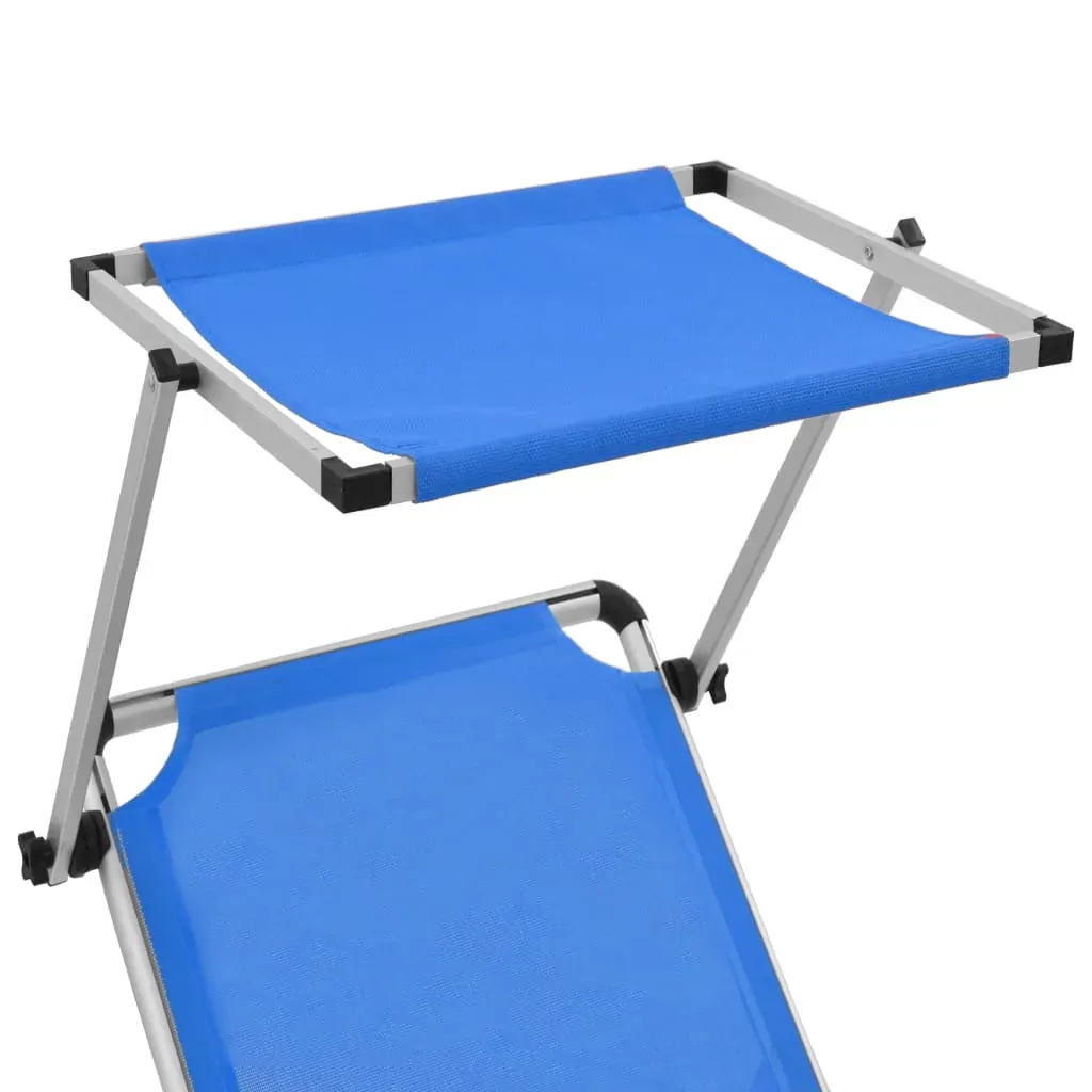 Folding Sun Lounger with Roof Aluminium and Textilene Price