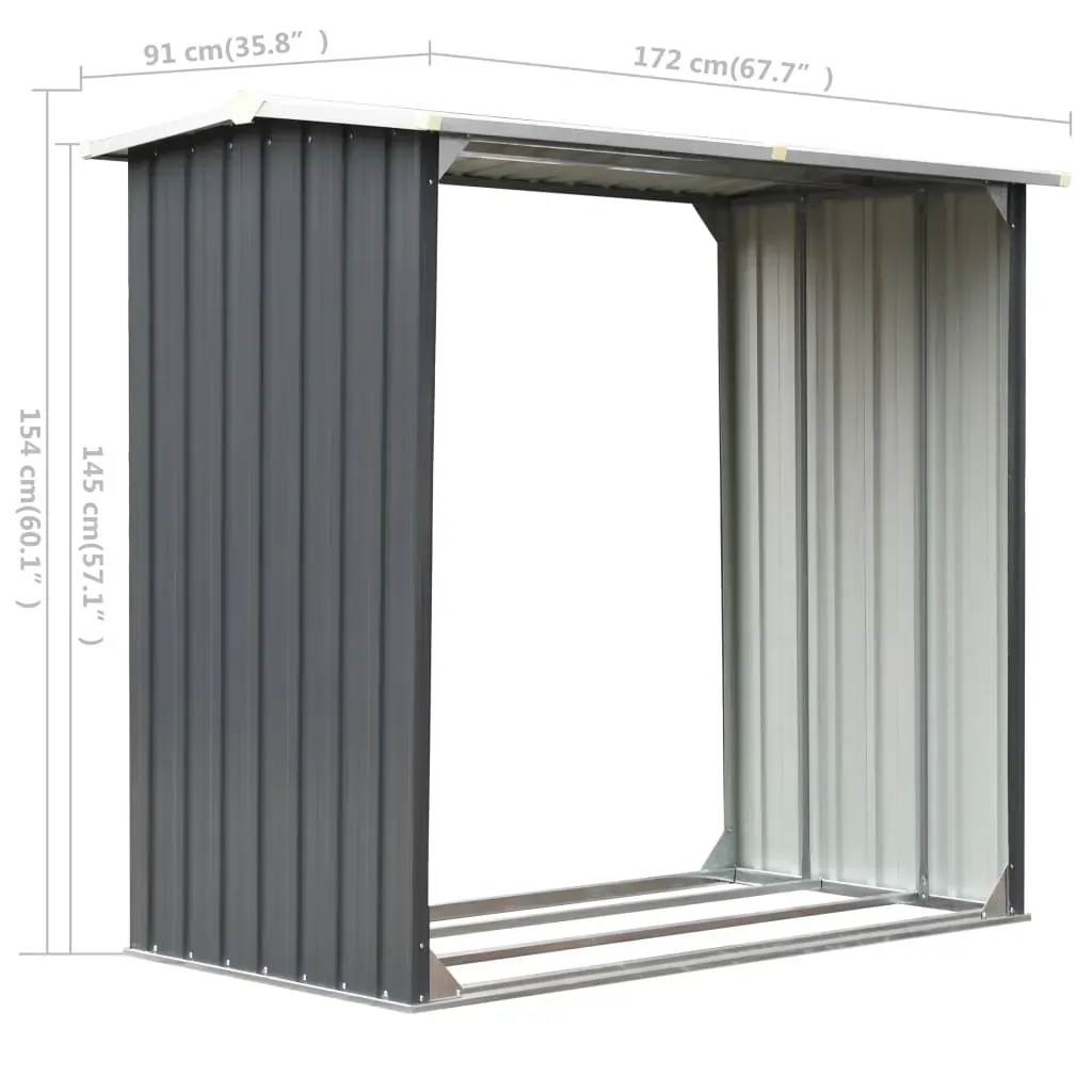 Garden Log Storage Shed Galvanised Steel 172x91x154 cm Price