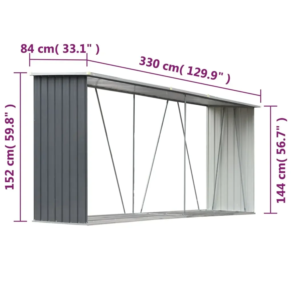 Garden Log Storage Shed Galvanised Steel 330x84x152 cm Price