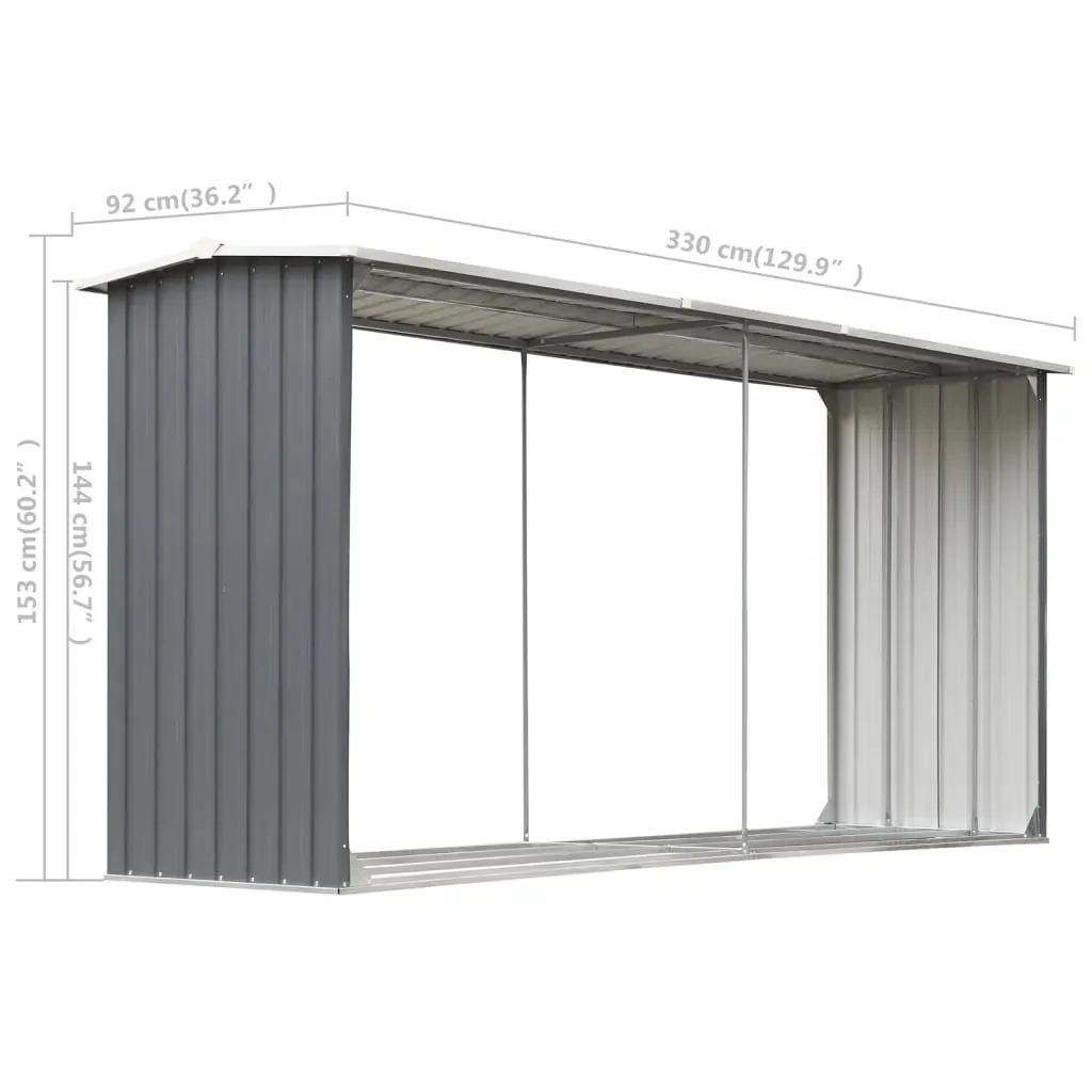 Garden Log Storage Shed Galvanised Steel 330x92x153 cm Price