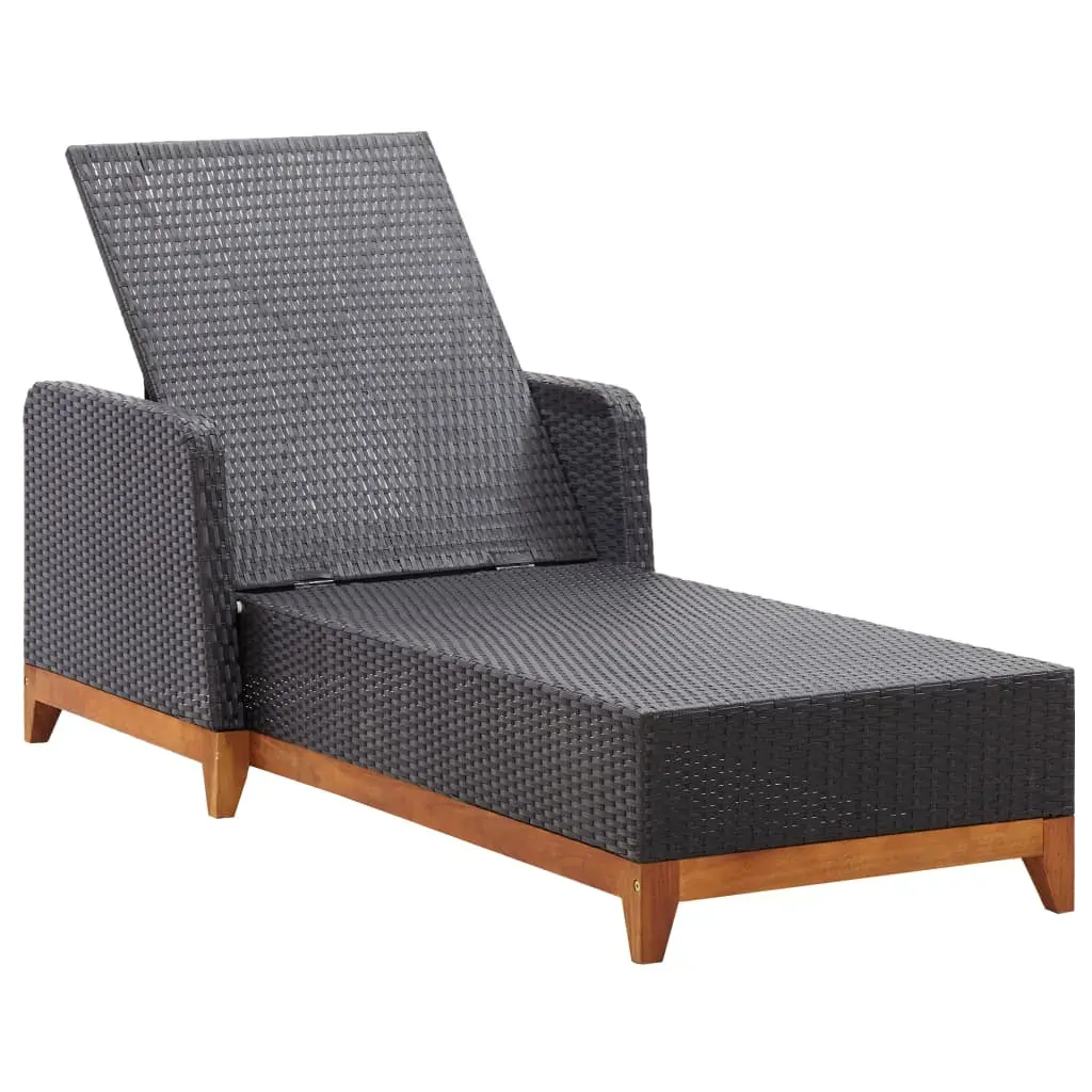 Sun Lounger Poly Rattan and Solid Acacia Wood Price