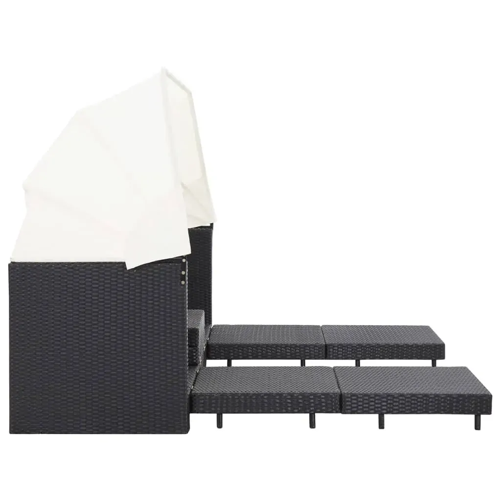 Extendable 3-Seater Sofa Bed with Roof Poly Rattan Price