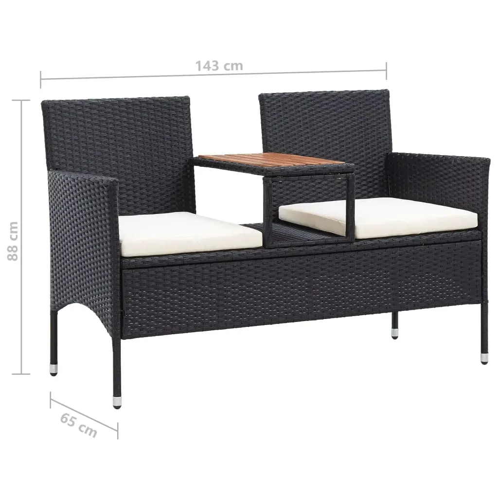 2-Seater Garden Bench with Tea Table 143 cm Poly Rattan Price