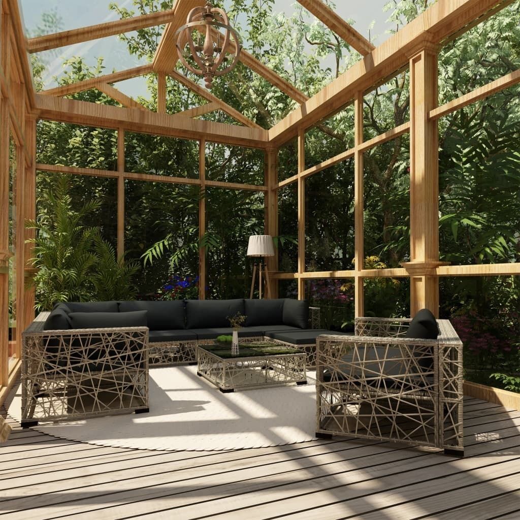 Garden Lounge Set with Cushions Poly Rattan Price