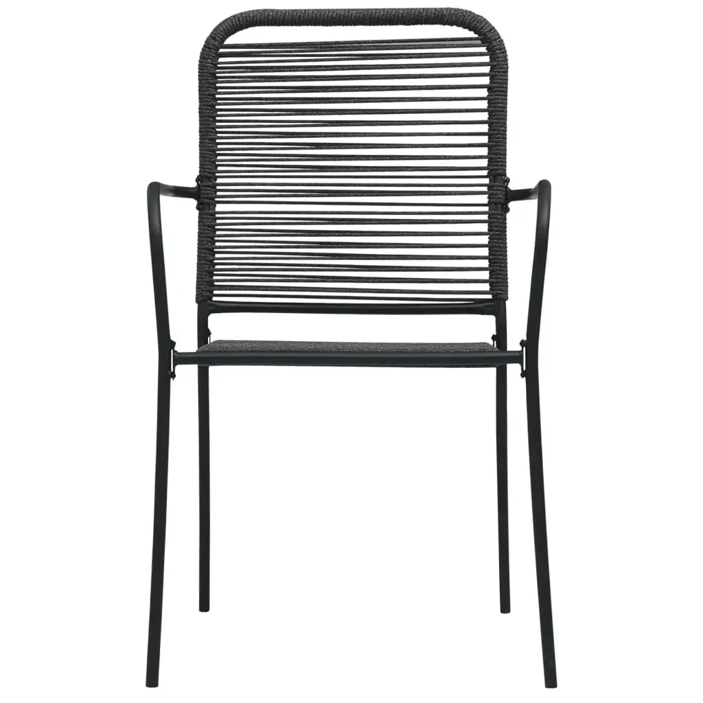 Outdoor Dining Set Cotton Rope and Steel Black Price