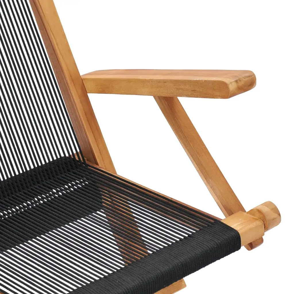 Folding Garden Chairs 2 pcs Solid Teak Wood and Rope Price
