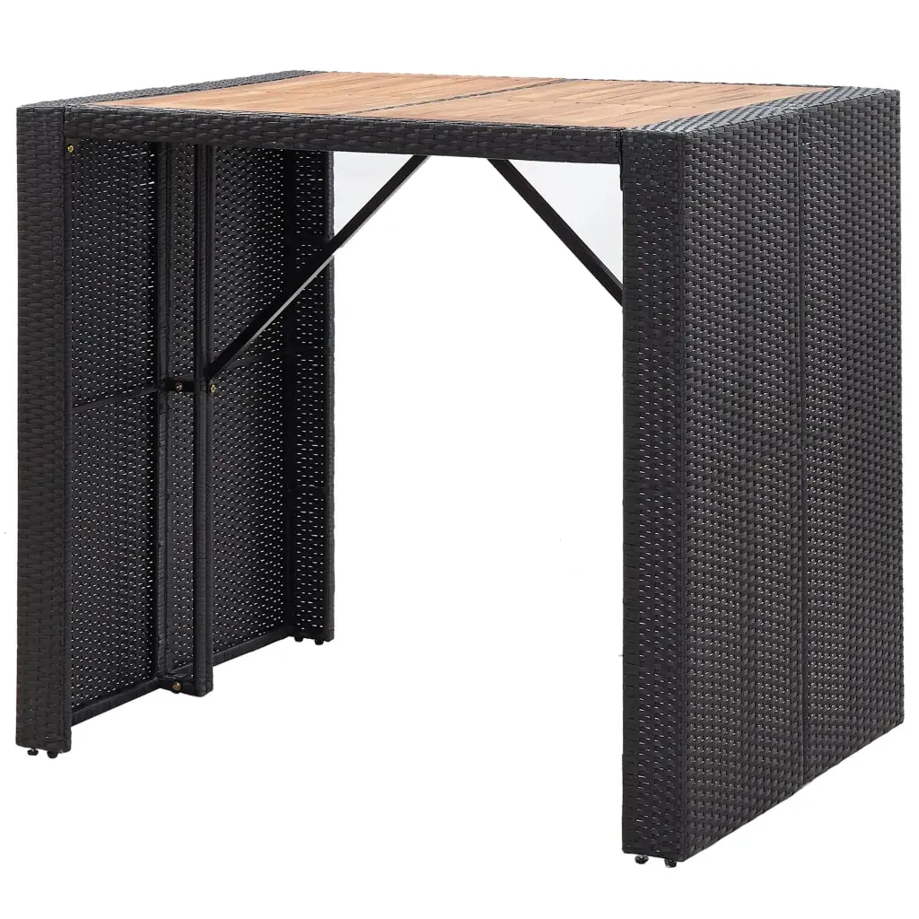 Outdoor Bar Set Poly Rattan and Acacia Wood Price