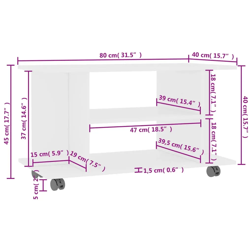 Bowling TV Cabinet with Castors 80x40x40 cm Engineered Wood Price