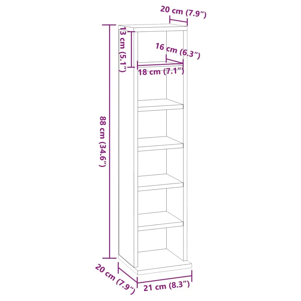 CD Cabinet 21x20x88 cm Engineered Wood Price