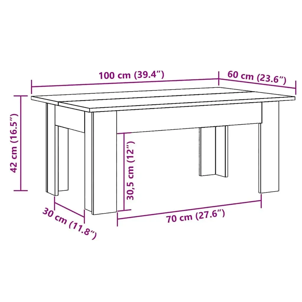 Coffee Table 100x60x42 cm Engineered Wood Price