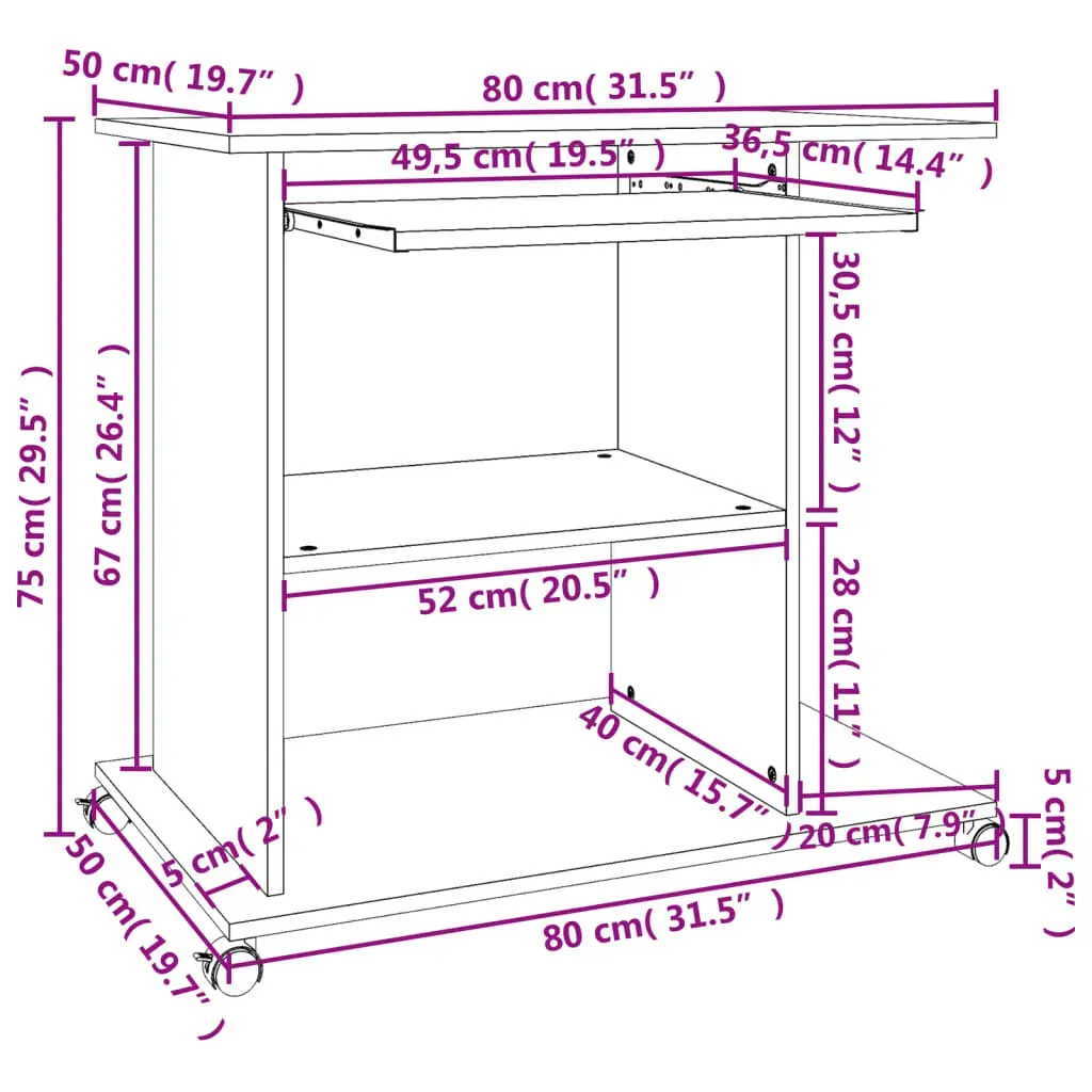 Computer Desk 80x50x75 cm Engineered Wood Price