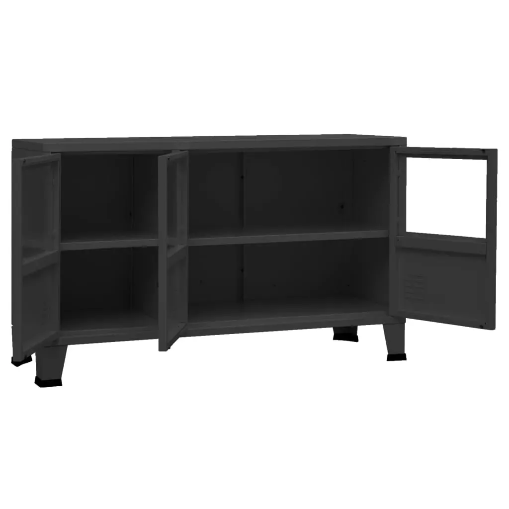 Industrial Sideboard 105x35x62 cm Metal and Glass Price