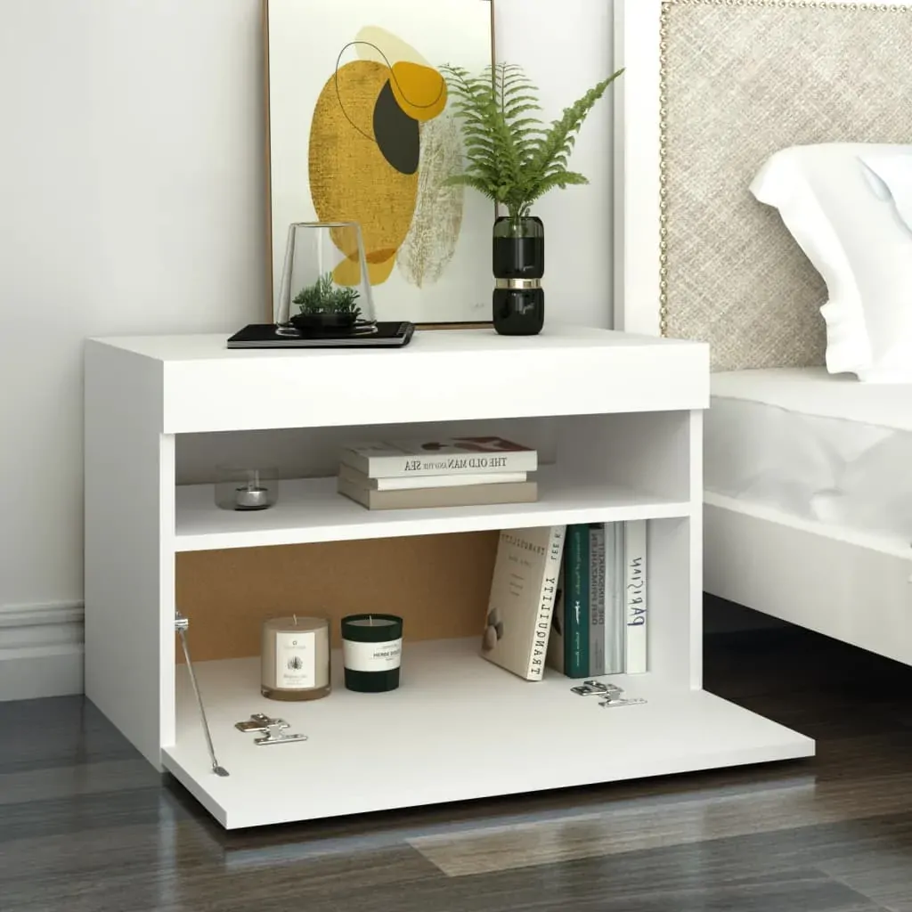Northampton Bedside Cabinet & LED Lights 60x35x40 cm Engineered Wood Price