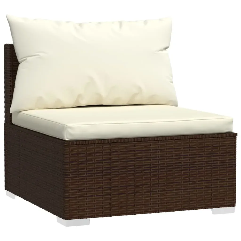 Garden Lounge Set with Cushions Poly Rattan Brown Price