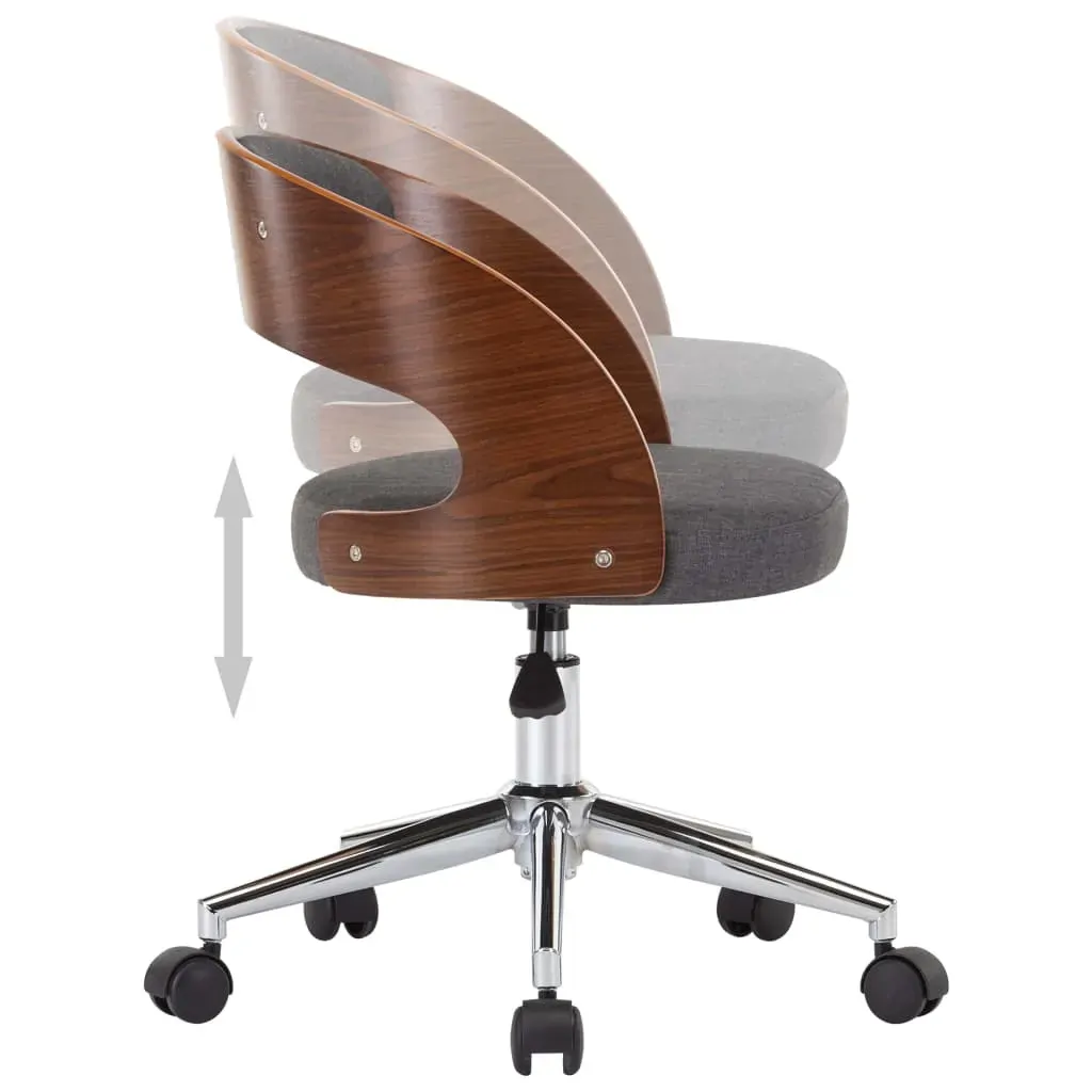 Swivel Dining Chair Grey Bent Wood and Fabric Price