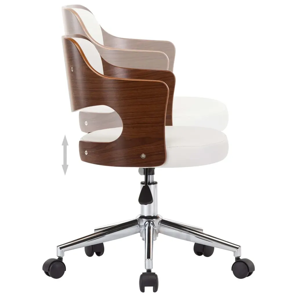 Swivel Dining Chair White Bent Wood and Faux Leather Price