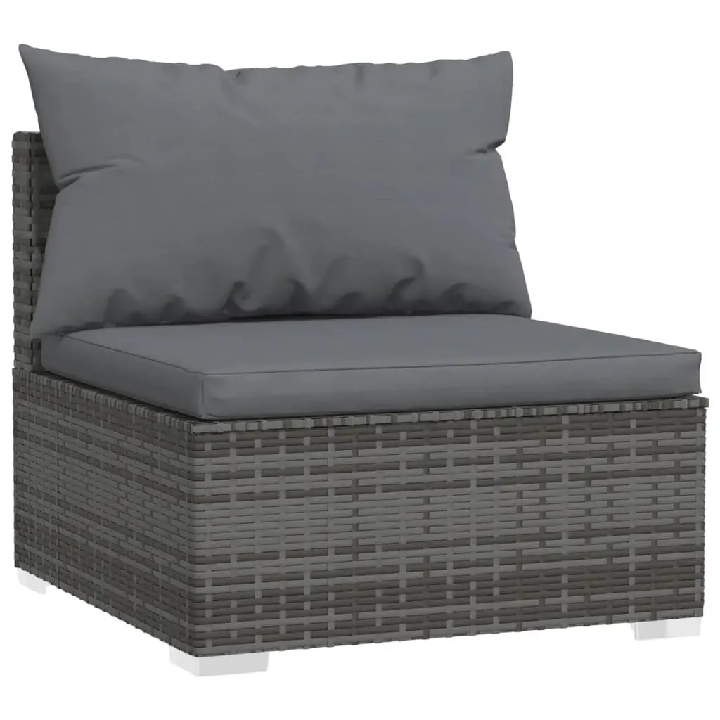 Garden Lounge Set with Cushions Poly Rattan Grey Price