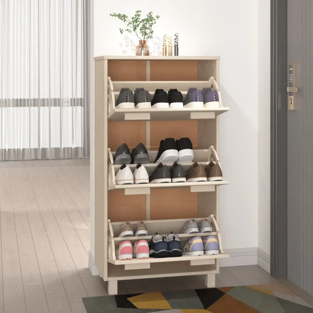 Shoe Cabinet 59.5x35x117 cm Solid Wood Pine Price