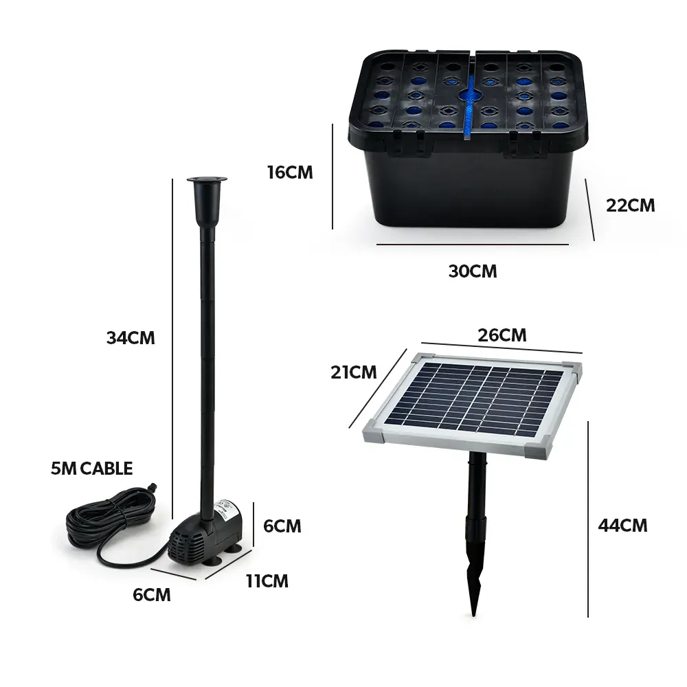 PROTEGE Solar Powered Water Fountain Pump Pond Kit with Eco Filter Box Price