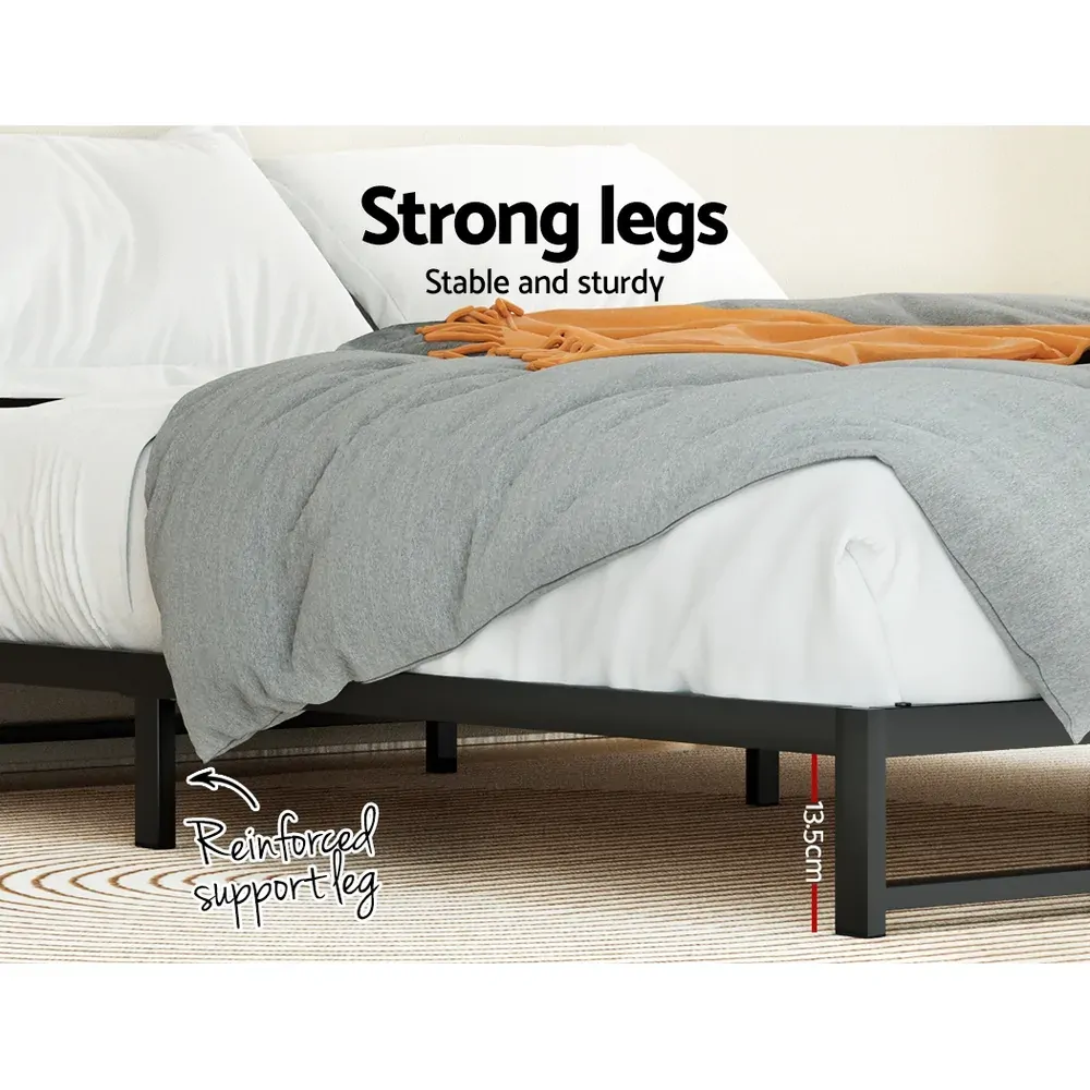 Metal Bed Frame Bed Base Mattress Platform Black BERU Price