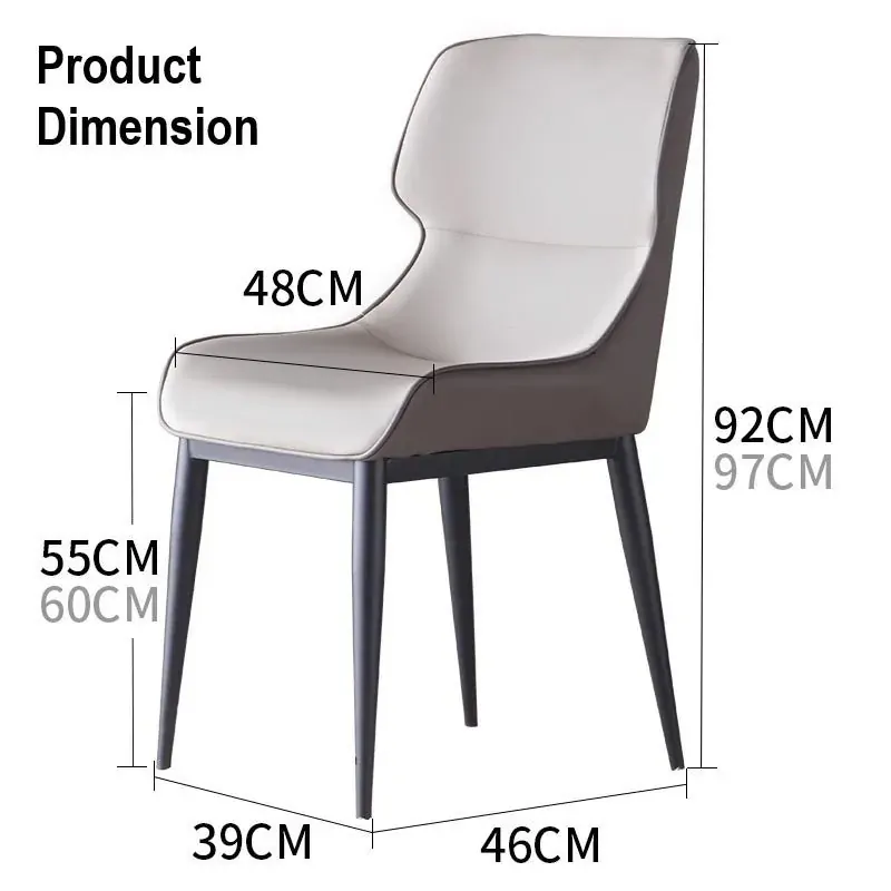 Italian Minimal List Dining Chairs PU Retro Chair Cafe Kitchen Modern Metal Legs x2 Price