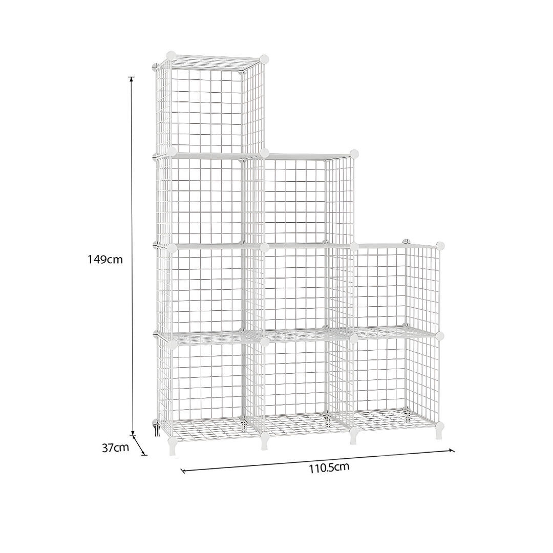 White Portable 9-Cube 3 Column Storage Organiser Foldable DIY Modular Grid Space Saving Shelf 149cm Price